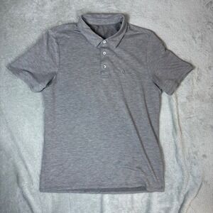 Vuori Shirt Mens Small Polo Short Sleeve Heathered Gray Stretch Casual Logo